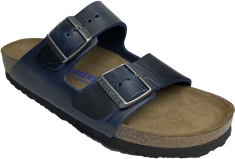 Birkenstock sandaler soft mjuk fotbädd vaxad läder dam blue- TOFFELSHOPPEN.SE