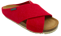 Sandaler i röd ull med korslagda remmar Toffelshoppen.se